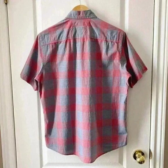 Tommy Hilfiger Mens Shirt Short Sleeve Button Down Red Grey Plaid Cotton Small - Picture 4 of 15